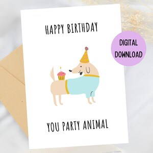 Printable Birthday Card Funny Cute Instant Download PDF Dog - Etsy