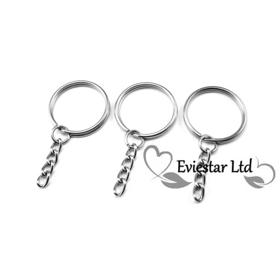 Silver 100Pcs Keyring Blanks Tone Key chains Key Split Rings 4 Chain Link UK