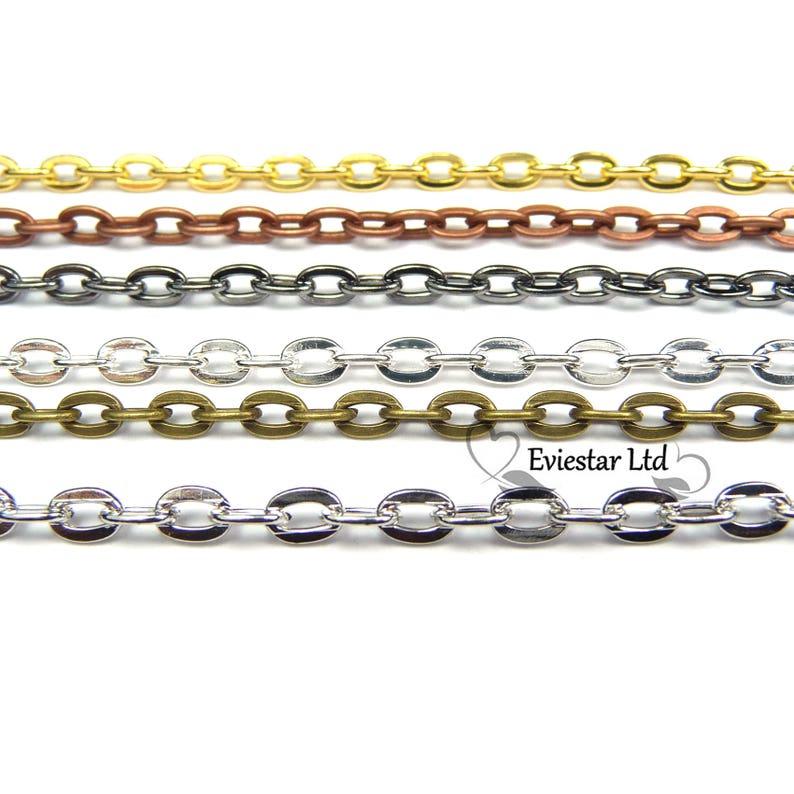 4 Colors Fine Metal Chain Cable Oval Link Jewellery Making Chain Finding 3 X 2mm