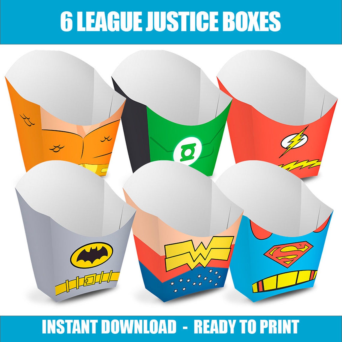 6 league justice boxes Boxes Ready to Print Instant Etsy