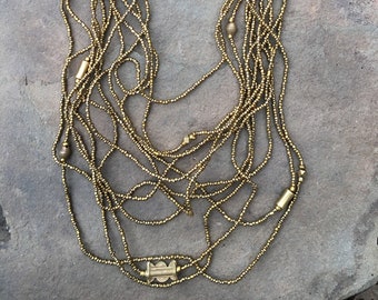 Twelve Strand Brass Beaded Necklace from Ethiopia