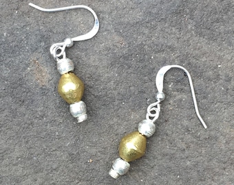Silver and Brass Beaded Earrings from Ethiopia