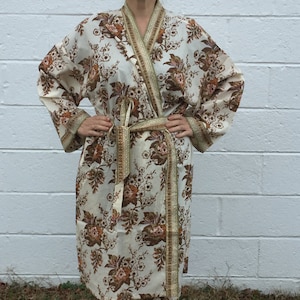 Hand-block Printed Floral Cotton Robe from India