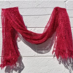 Wine-colored Knit Wool Scarf from the Ukraine