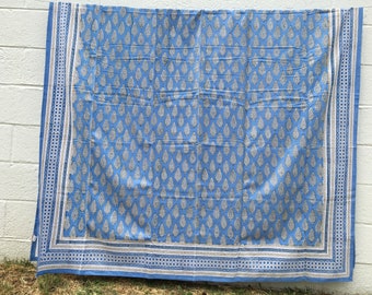 Indian Hand Block Printed Geometric Bedspread