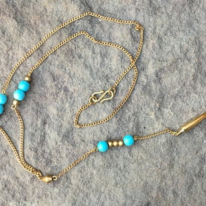 Brass and Turquoise Beaded Necklace from Kenya