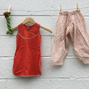 Indian Hand-block Printed Size 3T Tunic and Pants Set image 1