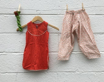 Indian Hand-block Printed Size 3T Tunic and Pants Set