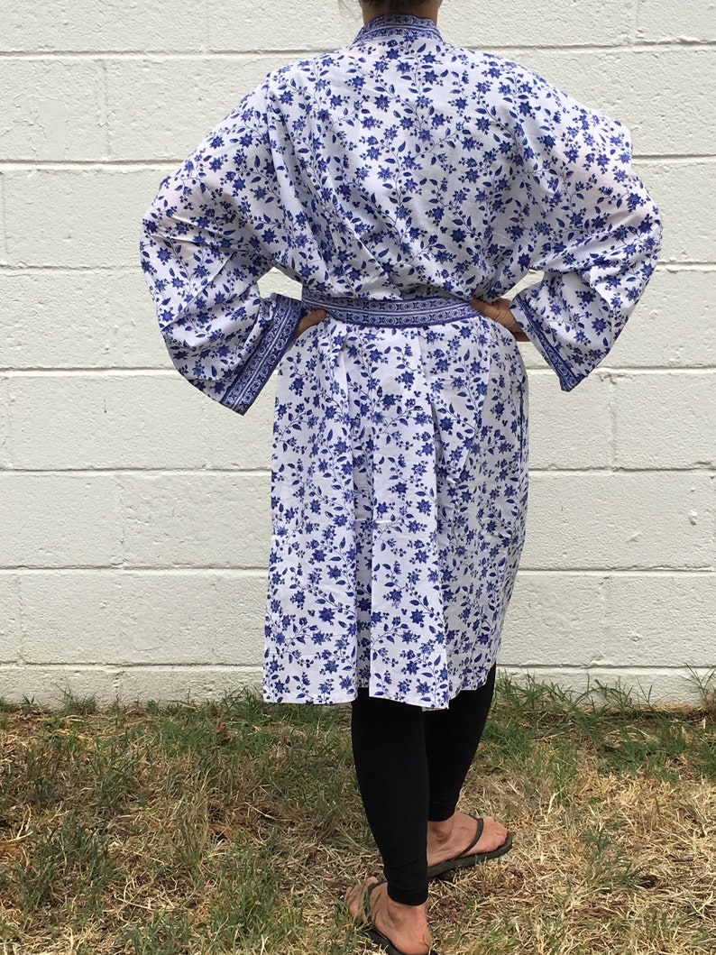 Hand-block Printed Floral-patterned Cotton Robe From India - Etsy