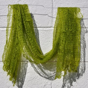 Green Knit Wool Scarf from the Ukraine