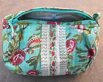 Indian Hand-block Printed Floral Makeup Bag