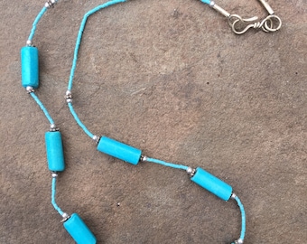 Dangling Circular Turquoise Necklace from Nepal