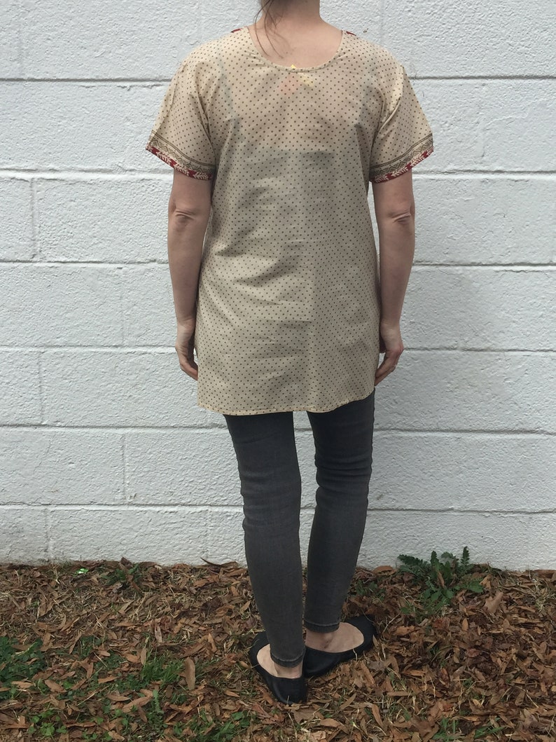 Hand-block Printed Leaf and Polka Dot Print Tunic from India