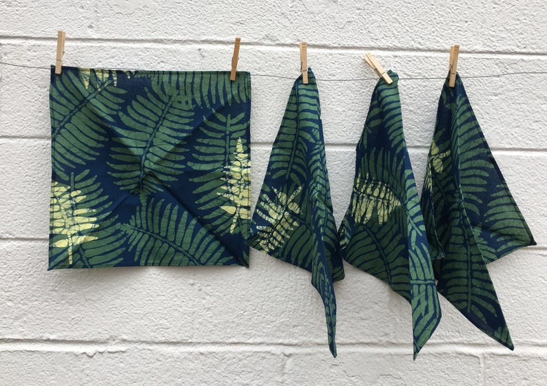 Hand-Made Leaf-Patterned Batik Napkins Set of 4