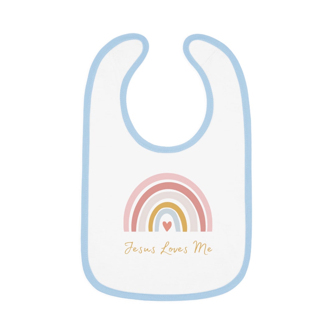 Jesus Loves Me Rainbow Baby Bib - Blue - Etsy