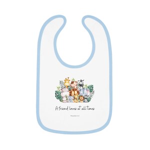 Christian Proverbs 17:17 A Friend Loves At All Times Baby Lätzchen - Blau