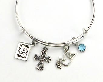 Confirmation Bracelet, Confirmation Cross Bracelet, Personalized Bracelet, Religious Jewelry, Charm Bracelet, Gift For Girl, Religious