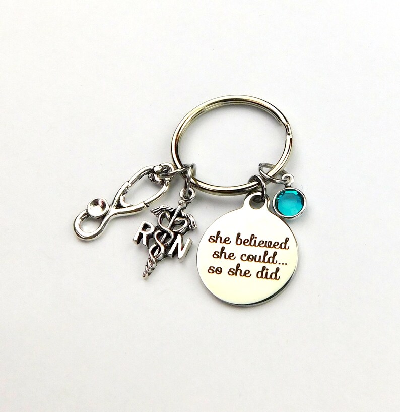 Nurse Keychain RN Keychain Personalized Initial Keychain Etsy