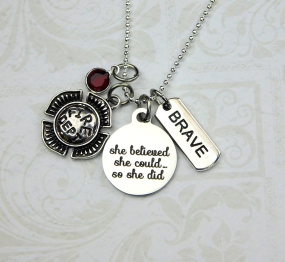 Personalized Firefighter Necklace Female Firefighter Gift She
