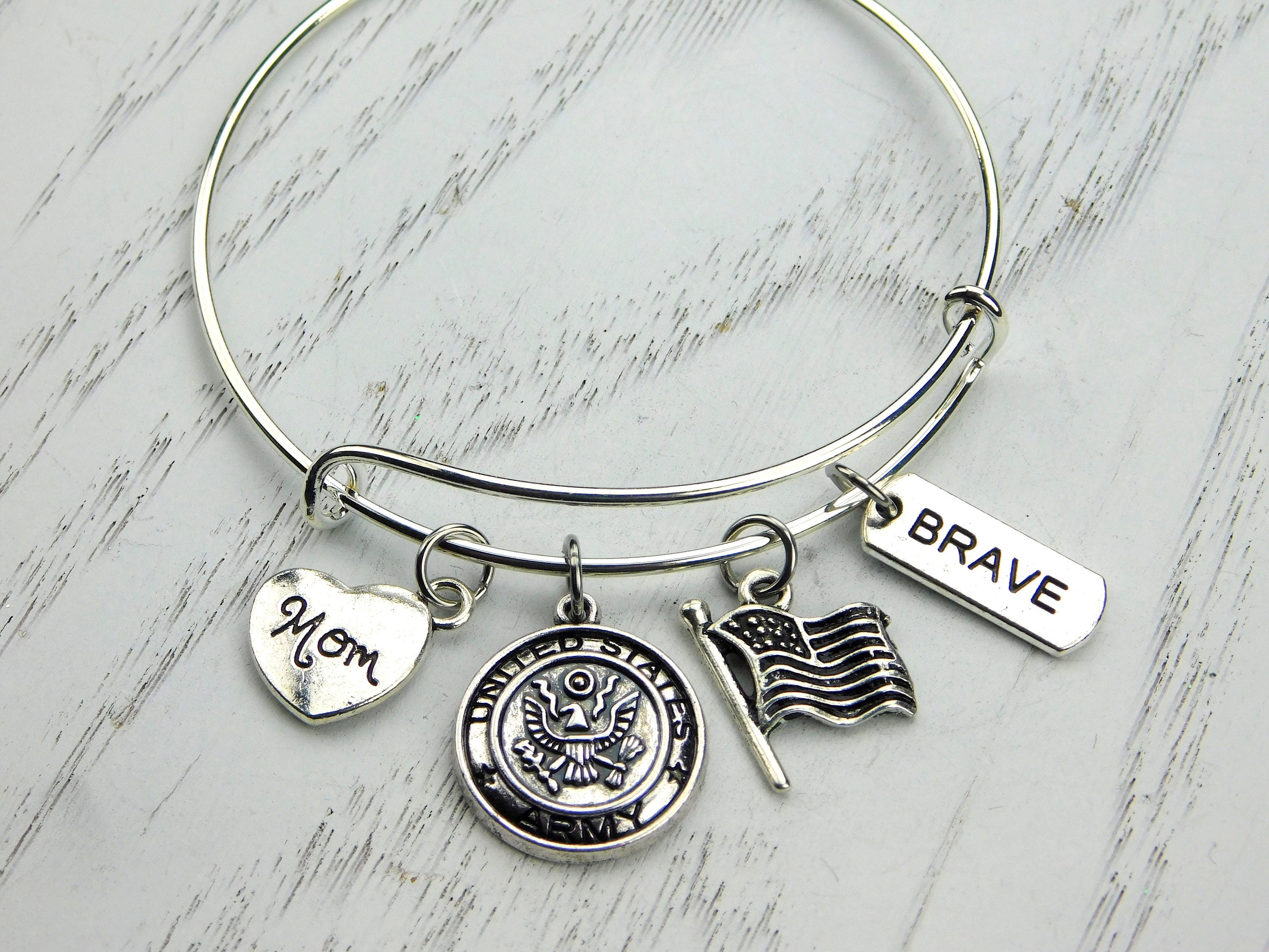 US Army Mom Bracelet Army Mom Jewelry Army Bangle Bracelet Etsy