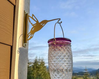 Single Hummingbird Feeder Hook – Metal Wall Bracket Hanger for Bird Feeders, Planters, Wind Chimes