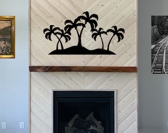 Palm Tree Metal Wall Art, Tropical Wall Decor, Steel Beach House Sign, Coastal Home Decor, Outdoor Wall Hanging, Ocean Theme Art