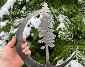 Redwood & Moon Metal Wall Art, Rustic Cabin Decor
