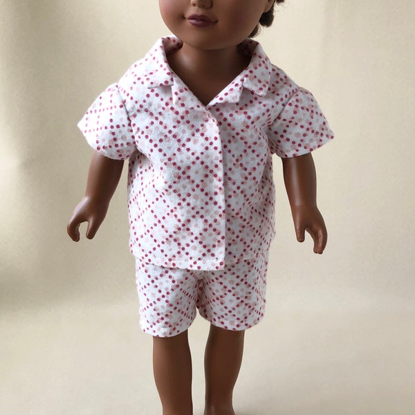 Shorts and Shirt Pajamas Nightwear Set handmade to fit an 18 inch Doll, PJ's, Girls Pajamas, Shorts Set