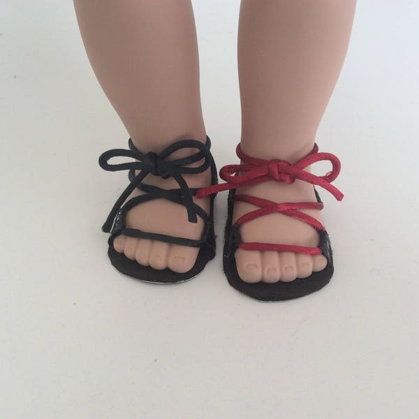 Strappy Sandals - satin string- made to be worn by a 18" Doll - Handmade