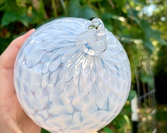 Transparent White Ornament - Pineapple Mold - Handblown Glass