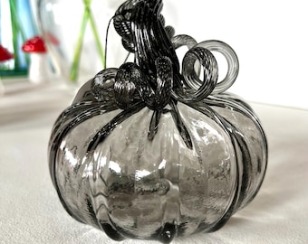 Charcoal Handblown Glass Pumpkin
