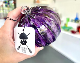 Purple/Amethyst Sun Catcher - RIBBED - Handblown Glass Ornament