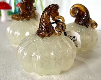 MINI Champagne Handblown Glass Pumpkin - Autumn Series