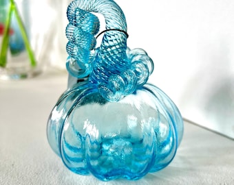 MINI Coastal Blue Glass Pumpkin