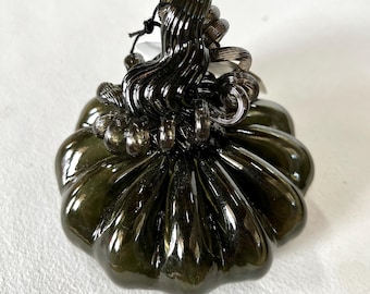 MINI Eel Green Handblown Glass Pumpkin