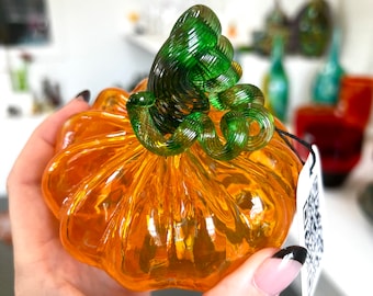 MINI Transparent Orange Glass Pumpkin