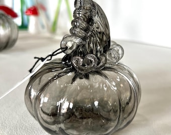 MINI Charcoal Handblown Glass Pumpkin