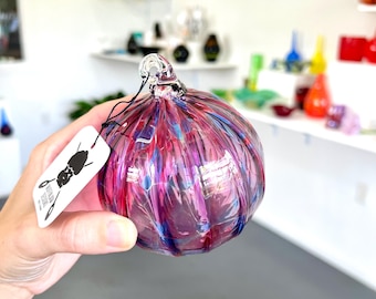 Pink Mix Sun Catcher Ornament - Ribbed - Handblown Glass