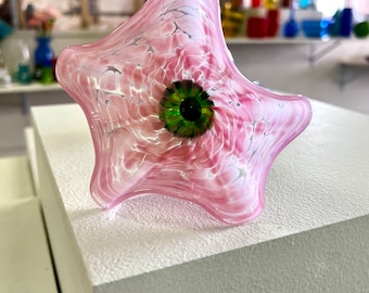 Individual Glass Flowers - Opaque Pink