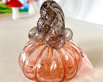 MINI Apricot Handblown Glass Pumpkin