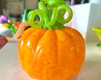 Traditional Opaque Hand Blown Glass Pumpkin
