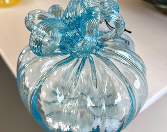 Coastal Blue Glass Pumpkin