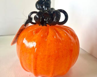 Halloween Handblown Glass Pumpkin