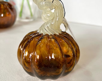 MINI Gold Topaz - Autumn Series - Handblown Glass Pumpkin