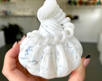 MINI White Glass Pumpkin