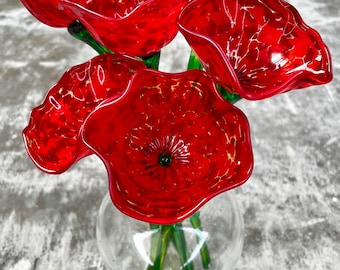 Individual Glass Flowers - Red
