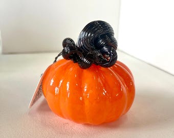 MINI Halloween Handblown Glass Pumpkin