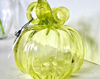 Electric Yellow Handmade Glass Pumpkin