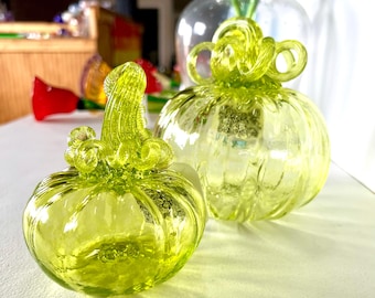 MINI Electric Yellow Handmade Glass Pumpkin