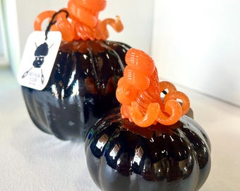 MINI Reverse Halloween Handblown Glass Pumpkin